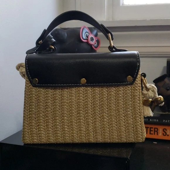 Women Mini Straw Woven Cross-body Shoulder Bag Top-handle Bag Handbag - Picture 3 of 7